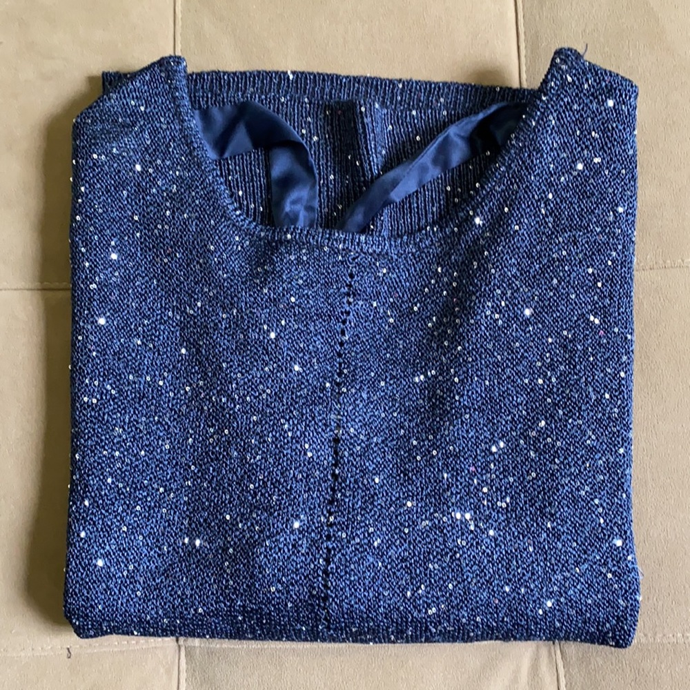 New York & Company Sequin Bow Back Sweater Sz S - Picture 3 of 3